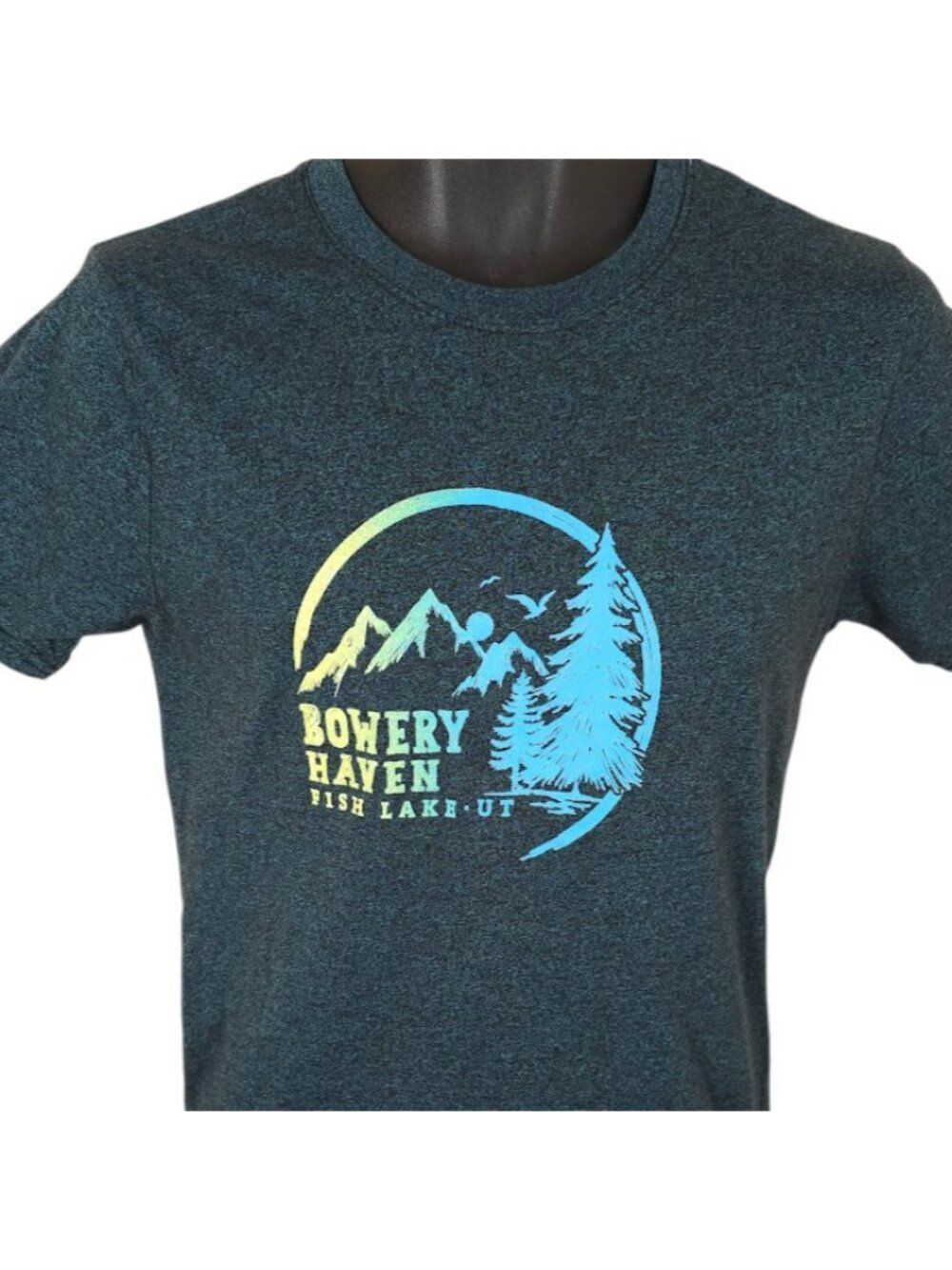 Fish Lake Utah T Shirt Mens Size Small Green Bowery Haven Travel Destination Tee